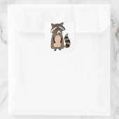 Funky Raccoon Cartoon Quadratischer Aufkleber (Tasche)