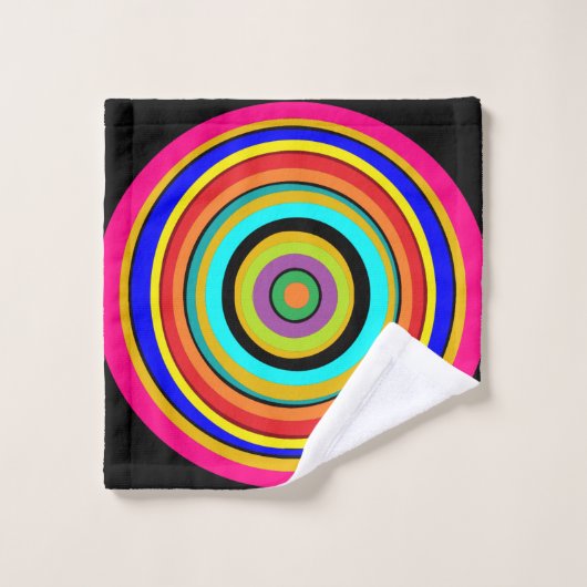 Funky Rainbow Circles Bulls Eye Design Badhandtuch Set (Waschlappen)
