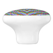 Funky Rainbow Fronds Fraktal Drawer Knob Keramikknauf (Seitenansicht)