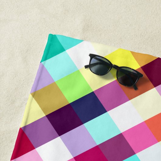 Funky Rainbow Kariert Pattern Beach Handtuch (Beispiel)