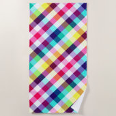 Funky Rainbow Kariert Pattern Beach Handtuch (Vorderseite)