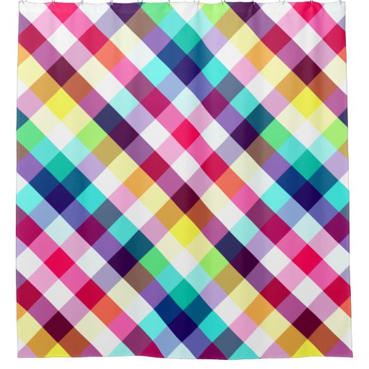 Funky Rainbow Kariert Pattern Duschvorhang (Vorderseite)