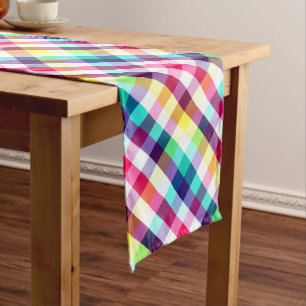 Funky Rainbow Kariert Pattern Große Tischläufer