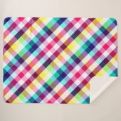 Funky Rainbow Kariert Pattern Large Sherpa Blanket Sherpadecke (Vorderseite (Horizontal))