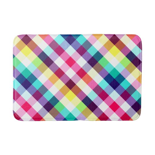 Funky Rainbow Kariert Pattern Medium Bath Mat Badematte (Vorderseite)
