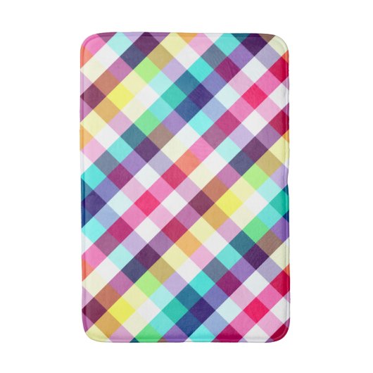 Funky Rainbow Kariert Pattern Medium Bath Mat Badematte (Vorderseite Vertikal)