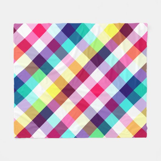 Funky Rainbow Kariert Pattern Medium Fleece Blanke (Vorderseite (Horizontal))