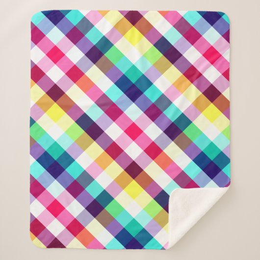 Funky Rainbow Kariert Pattern Medium Sherpa Blanke Sherpadecke (Vorderseite)