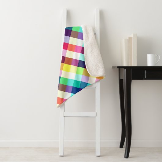 Funky Rainbow Kariert Pattern Medium Sherpa Blanke Sherpadecke (Beispiel)