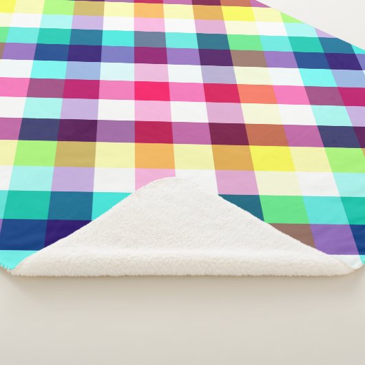 Funky Rainbow Kariert Pattern Medium Sherpa Blanke Sherpadecke (3/4)