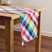 Funky Rainbow Kariert Pattern Medium Table Runner Mittelgroßer Tischläufer (Beispiel)