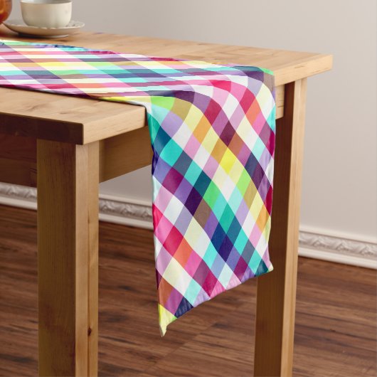 Funky Rainbow Kariert Pattern Medium Table Runner Mittelgroßer Tischläufer (Beispiel)