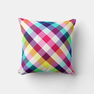Funky Rainbow Kariert Pattern Throw Kissen