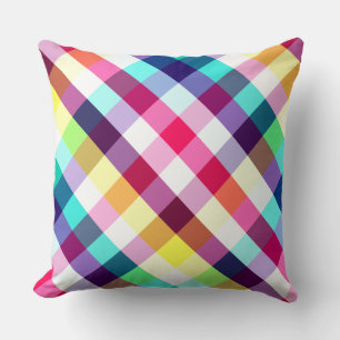 Funky Rainbow Kariertes Muster Big Throw Kissen