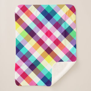 Funky Rainbow Kariertes Muster Kleine Sherpa Blank Sherpadecke