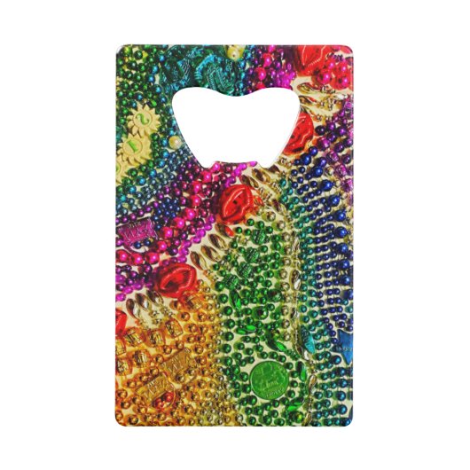 Funky Rainbow Mardi Gras Bead Art Geldbeutel Flaschenöffner (Vorderseite)