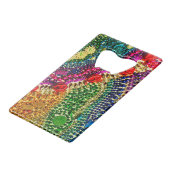 Funky Rainbow Mardi Gras Bead Art Geldbeutel Flaschenöffner (Vorderseite Schrägansicht)