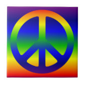Funky Rainbow Peace Symbol Fliese (Vorderseite)