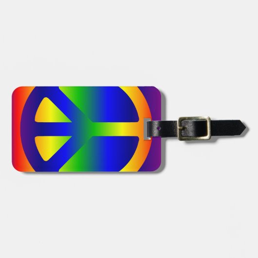 Funky Rainbow Peace Symbol Gepäckanhänger (Vorderseite horizontal)