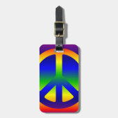 Funky Rainbow Peace Symbol Gepäckanhänger (Vorderseite vertikal)