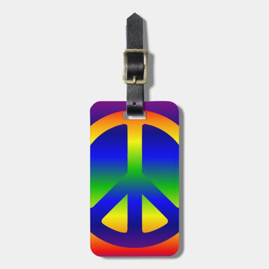 Funky Rainbow Peace Symbol Gepäckanhänger (Vorderseite vertikal)