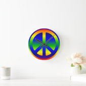 Funky Rainbow Peace Symbol Runde Wanduhr (Zuhause)