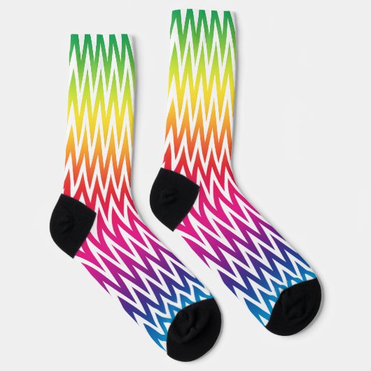 Funky Rainbow Zickzack Pattern farbenfroh Socken (Rechts)