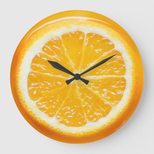 Funky Realistic Orange Slice Wall Art Clock Große Wanduhr (Vorderseite)