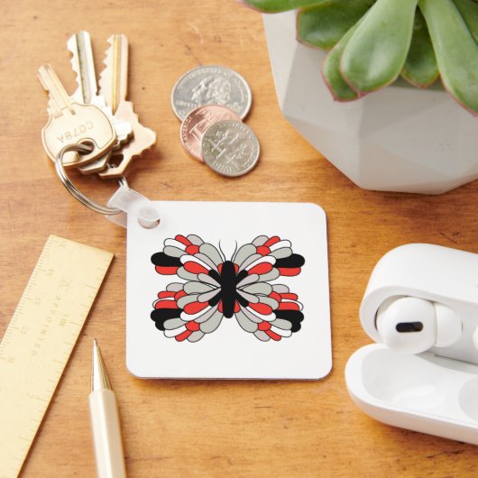 Funky Red and Black Butterfly Schlüsselanhänger (Schreibtisch)