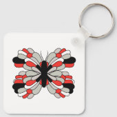Funky Red and Black Butterfly Schlüsselanhänger (Rückseite)