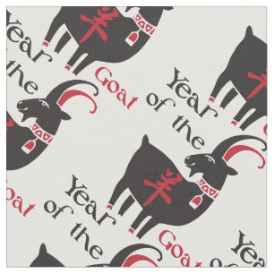 Funky Red and Black Year of the Goat Stoff