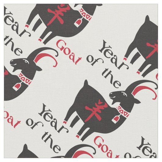 Funky Red and Black Year of the Goat Stoff (Nahaufnahme)