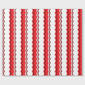 Funky Red and White Scallop Strip Geschenkpapier (Flach)