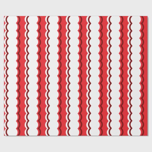 Funky Red and White Scallop Strip Geschenkpapier (Flach)