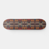 Funky Red Aquamarin Blue Fall Orange Brown Tribal  Skateboard (Horizontal)