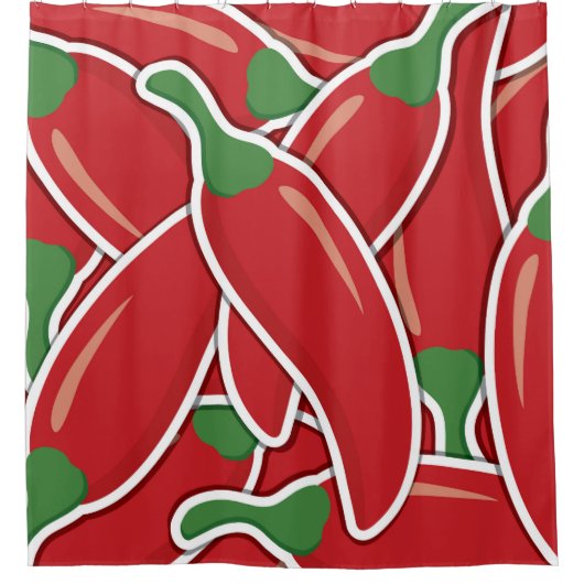 Funky red Chili Paprikaschoten Duschvorhang (Vorderseite)