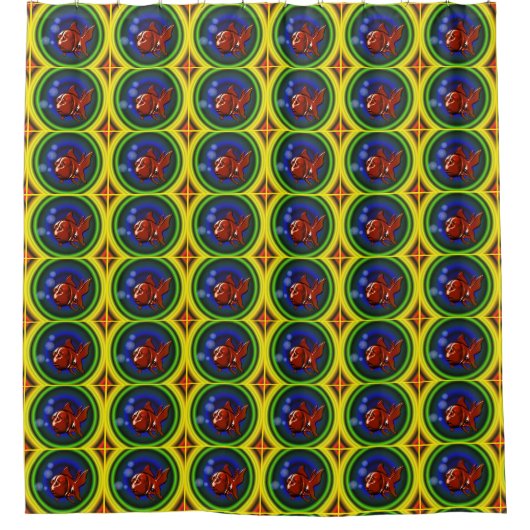 Funky Red Goldfish Animal Art Duschvorhang (Vorderseite)