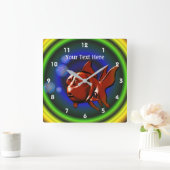 Funky Red Goldfish Animal Art Quadratische Wanduhr (Zuhause)