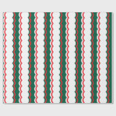 Funky Red Green und White Scallop Strip Geschenkpapier (Flach)