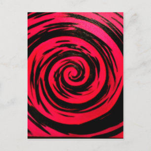 Funky Red Hypnotic Swirl Art Postkarte