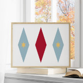 Funky Red Light Blue Yellow Stars Raute Mid Mod Poster