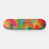 Funky Red Orange Yellow Green Marble Wave Art Skateboard (Horizontal)