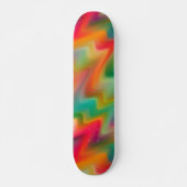 Funky Red Orange Yellow Green Marble Wave Art Skateboard (Vorne)