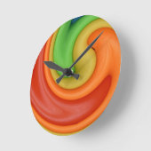 Funky Red Orange Yellow & Green Wirbel Runde Wanduhr (Winkel)