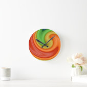 Funky Red Orange Yellow & Green Wirbel Runde Wanduhr (Zuhause)