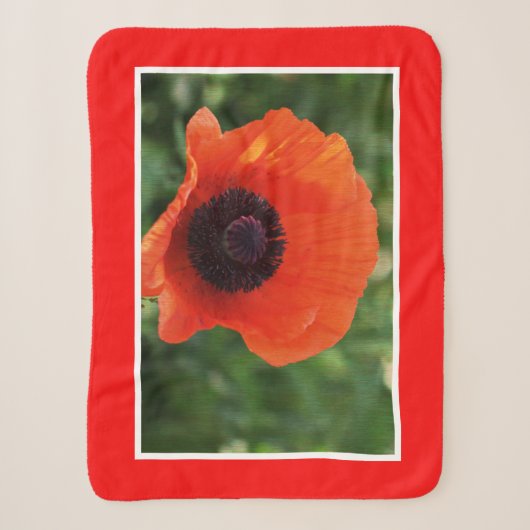 Funky Red Poppy Blume Stilisierte Throw Blanket Sherpadecke (Vorderseite)