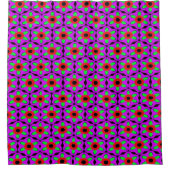 Funky Red und Lila Fuchsia Blume Pattern Duschvorhang (Vorderseite)