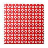 Funky Red & White Hearts Fliese (Vorderseite)