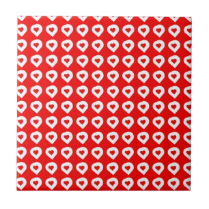 Funky Red & White Hearts Fliese