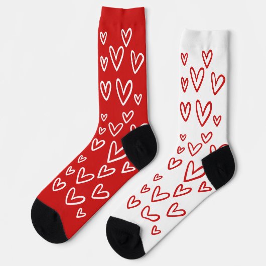 FUNKY RED & WHITE HEARTS VALENTINE'S DAY SOCKEN (Linkes Detail)